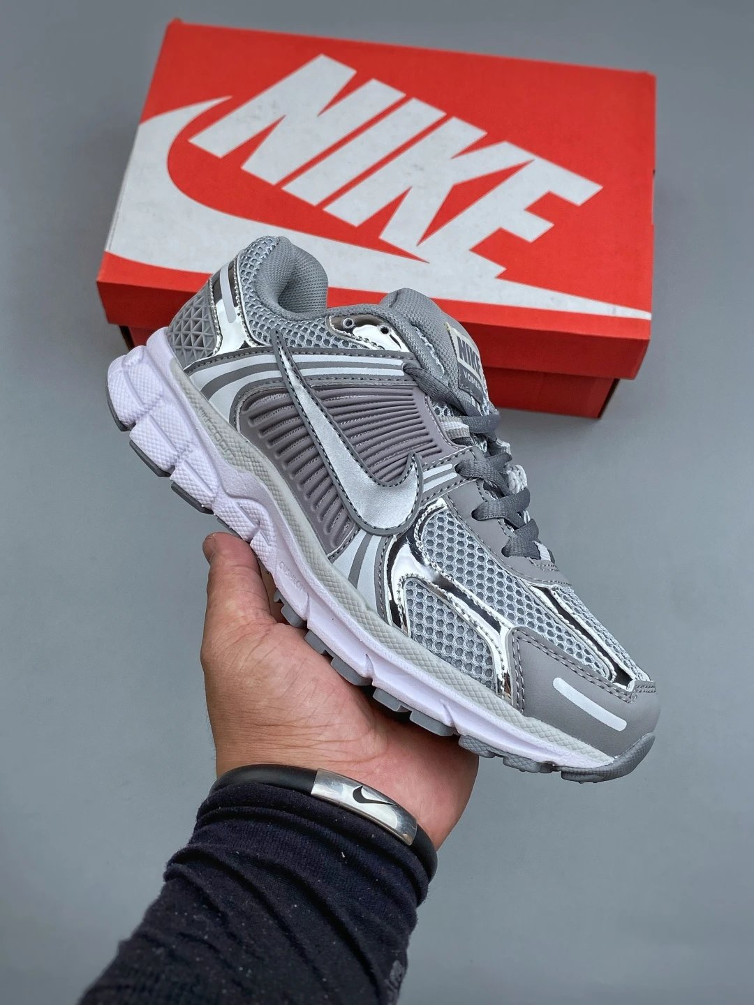 Nike Mesh Runners, Layered Heel Detail in Gray