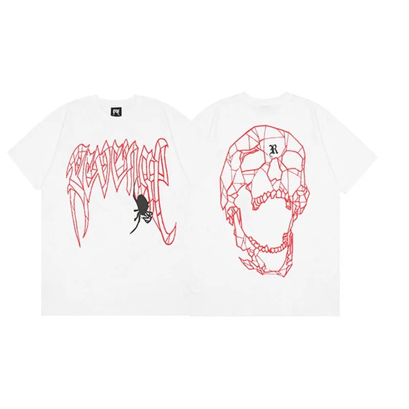 Revenge White Skull Graphic T-Shirt Warm Weather