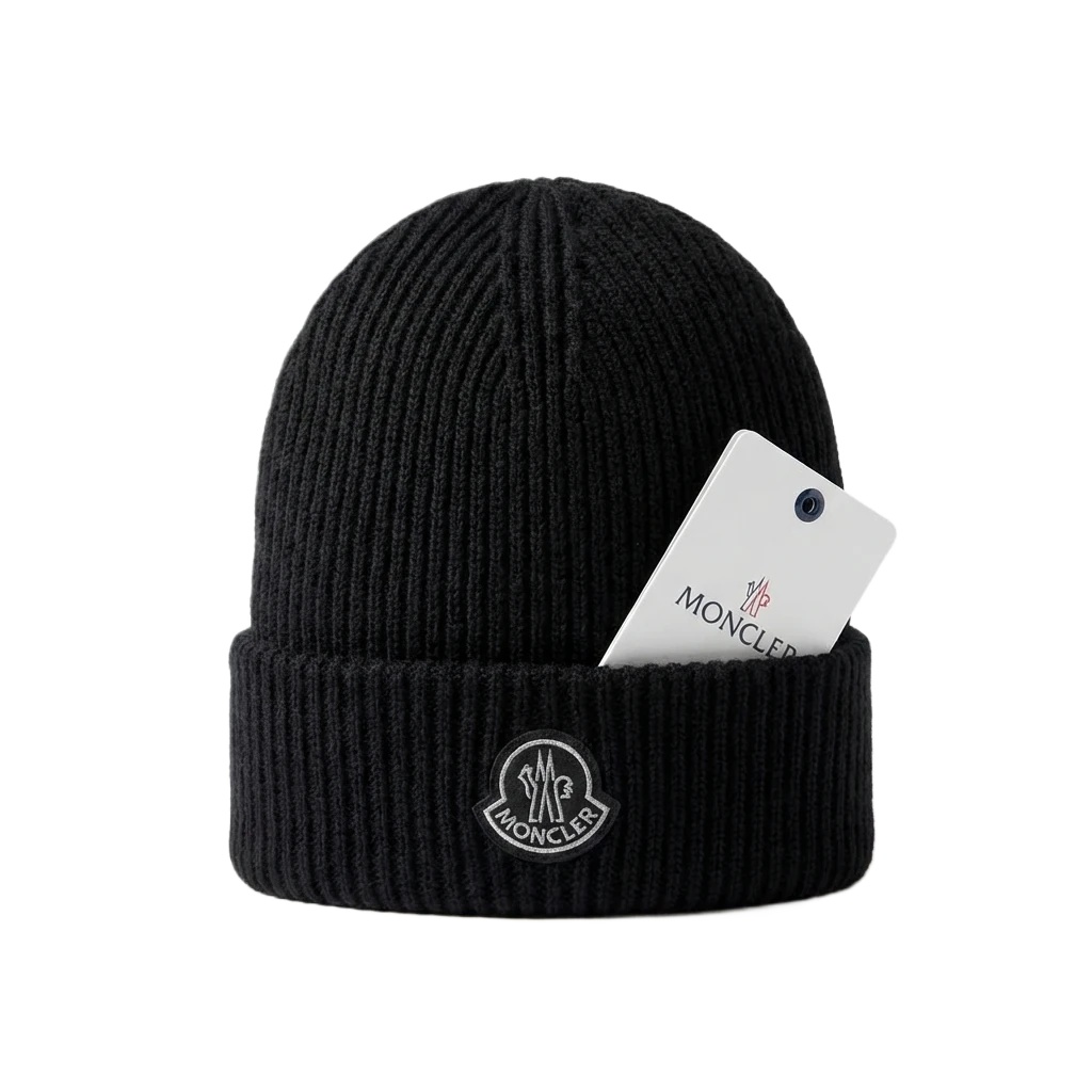 Moncler classic black knitted hat