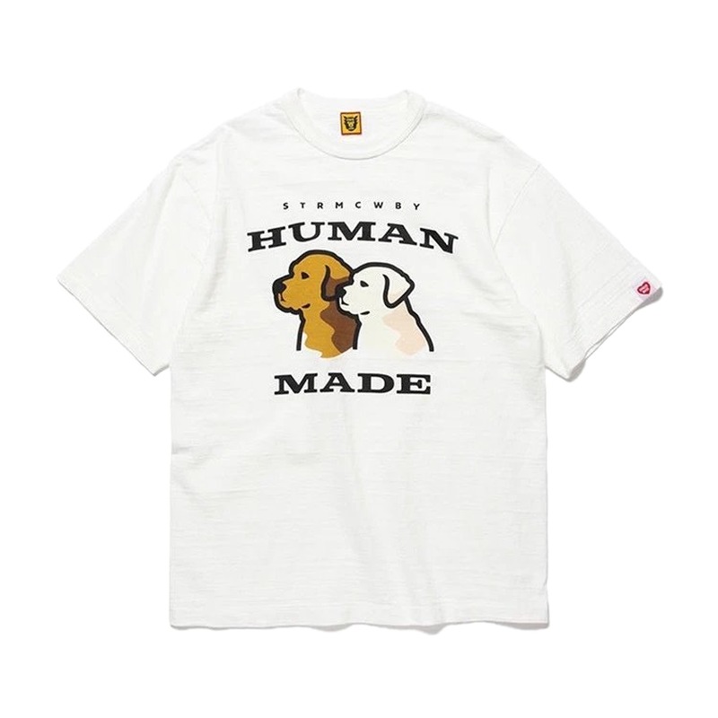 HUMAN MADE Two-Dog Print Japanese Streetwear White T-Shirt
