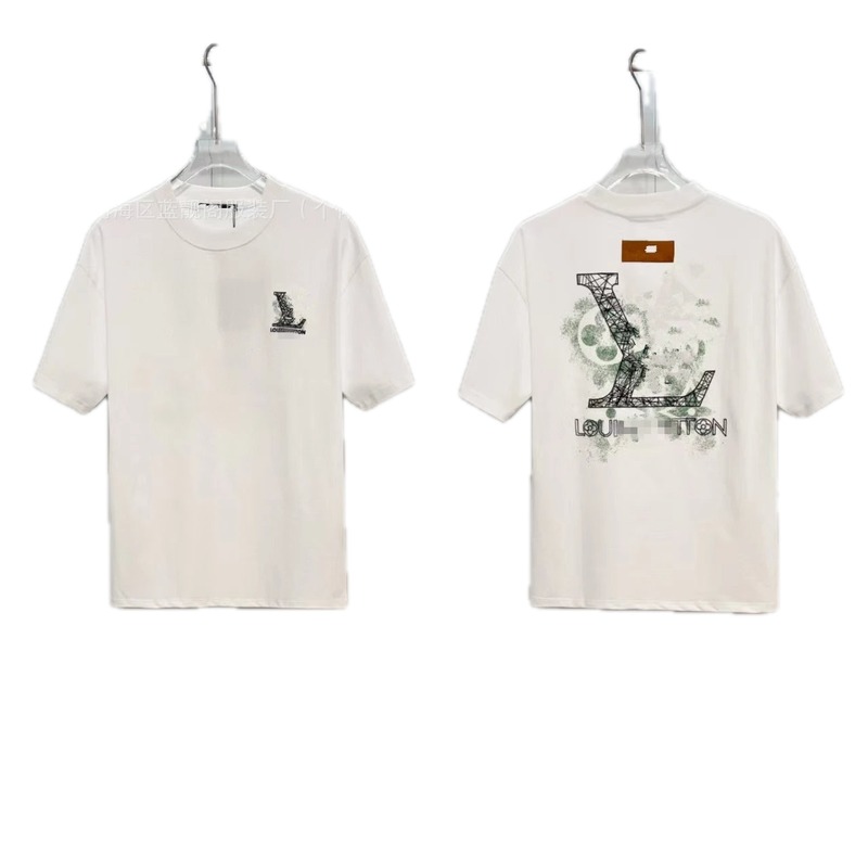Louis Vuitton Large Print Trendy Style White T-Shirt