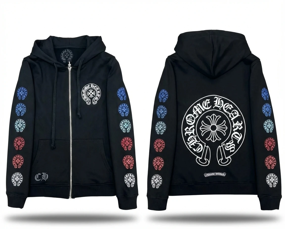 Chrome Hearts Printed Trendy and Cool Black Coat