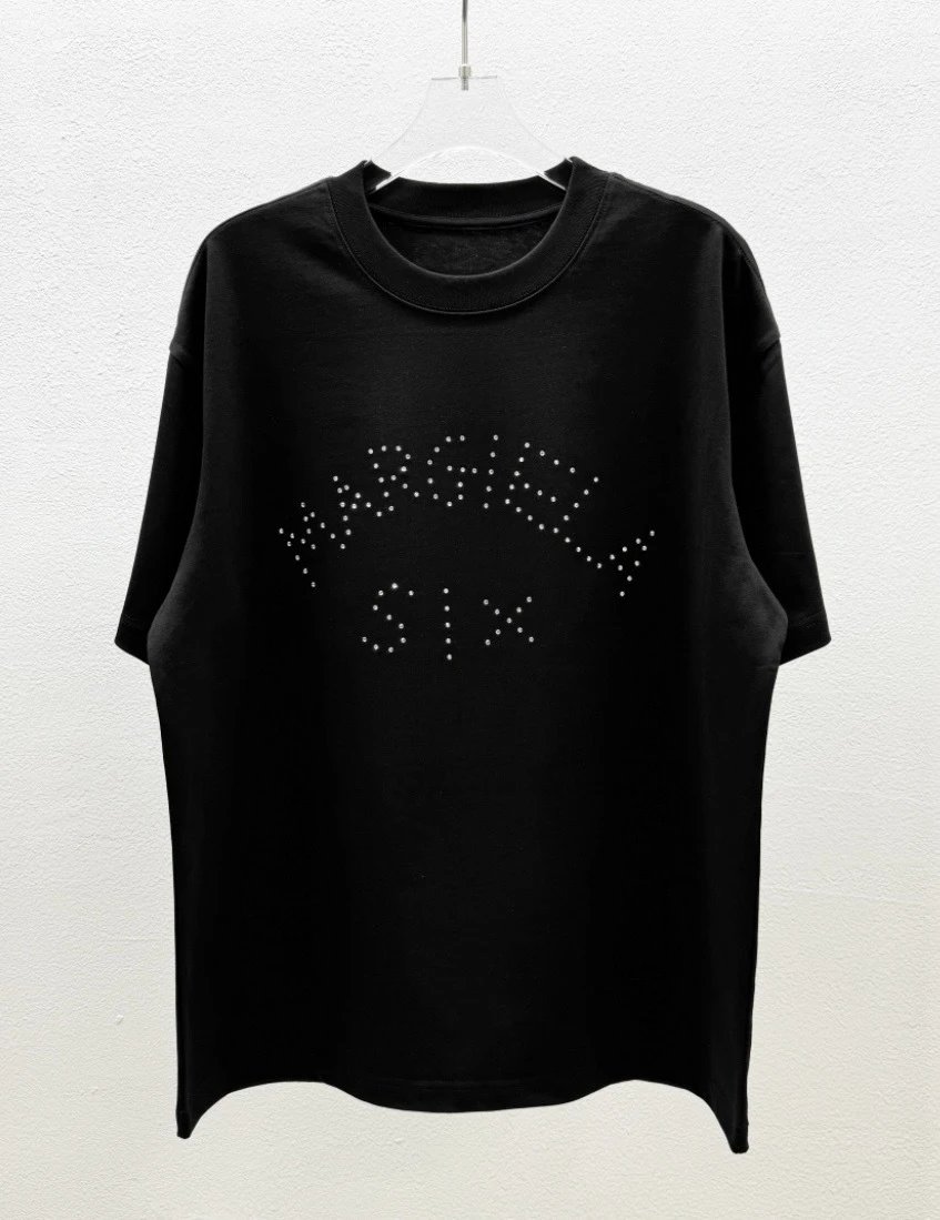 Maison Margiela MM6 Trendy & Cool Black Rhinestone-Embellished T-Shirt