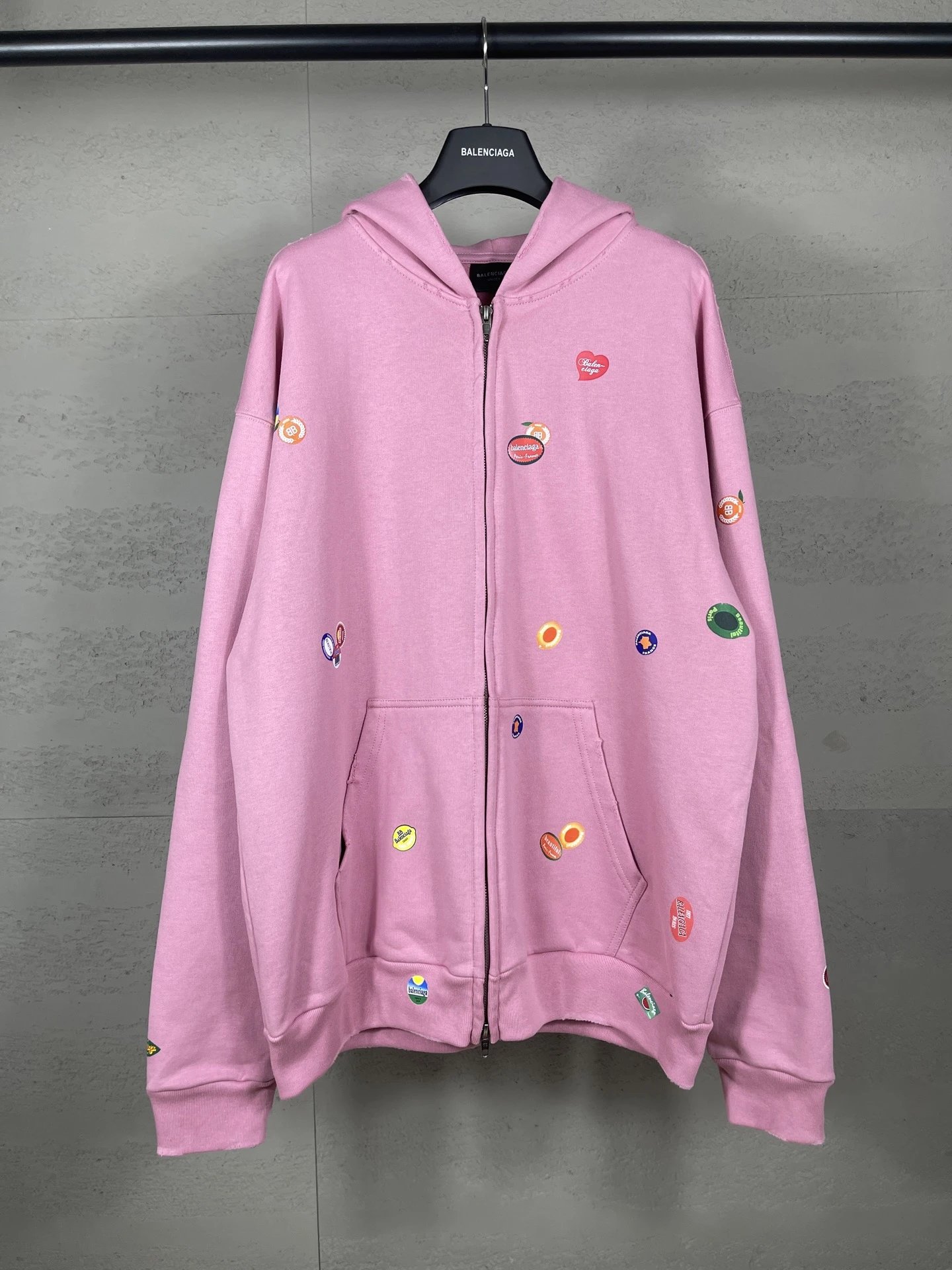 Balenciaga printed pink hoodie