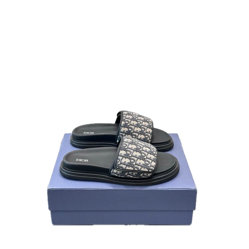 Dior Retro Monogram Black and Grey Slide Sandals
