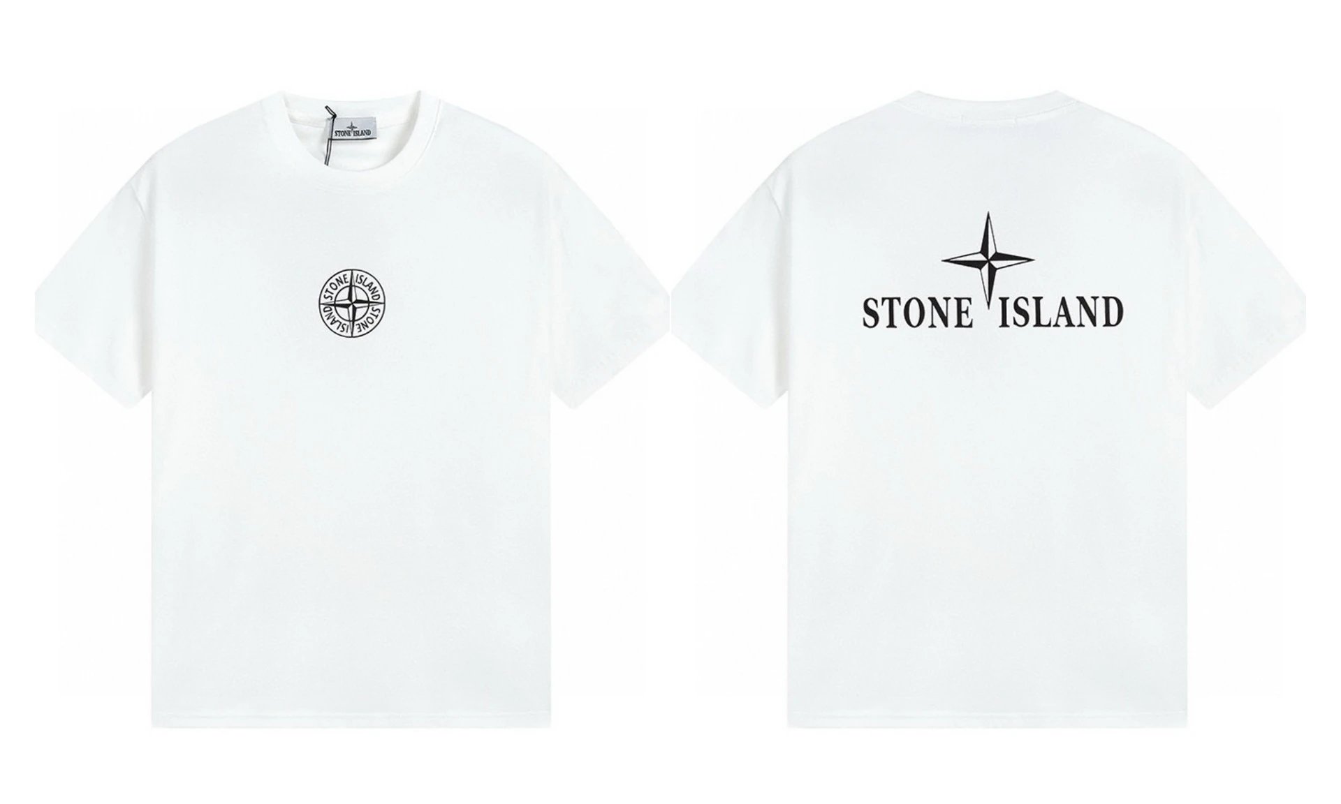 Stone Island Printed Street Style White Short Sleeve T-shirt