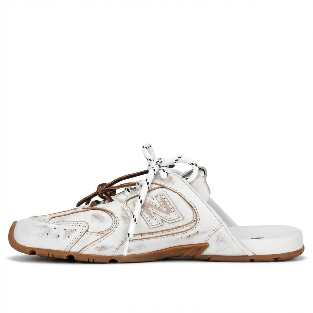 Miu Miu retro-style white slippers
