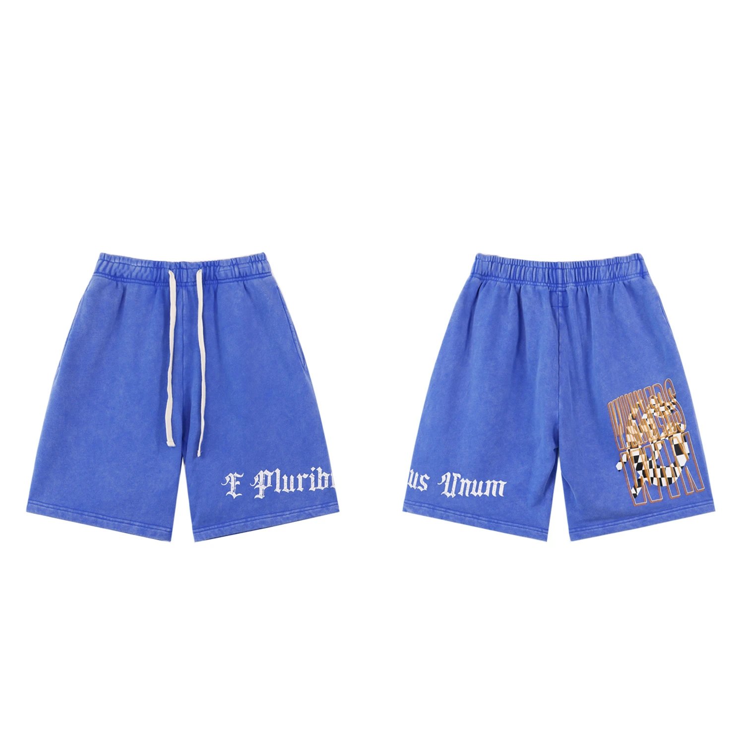 Godspeed Gothic Print Street Style Blue Shorts