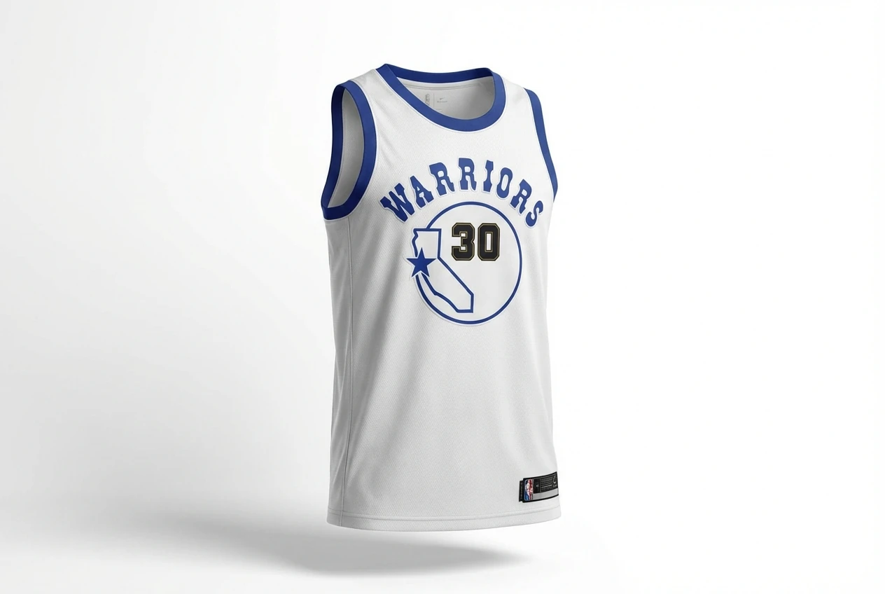 Curry's white basketball jersey of the Golden State Warriors.