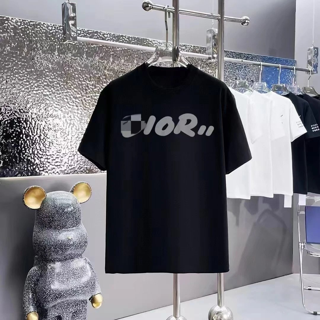 Dior Printed Collection Trendy Style Black T-Shirt