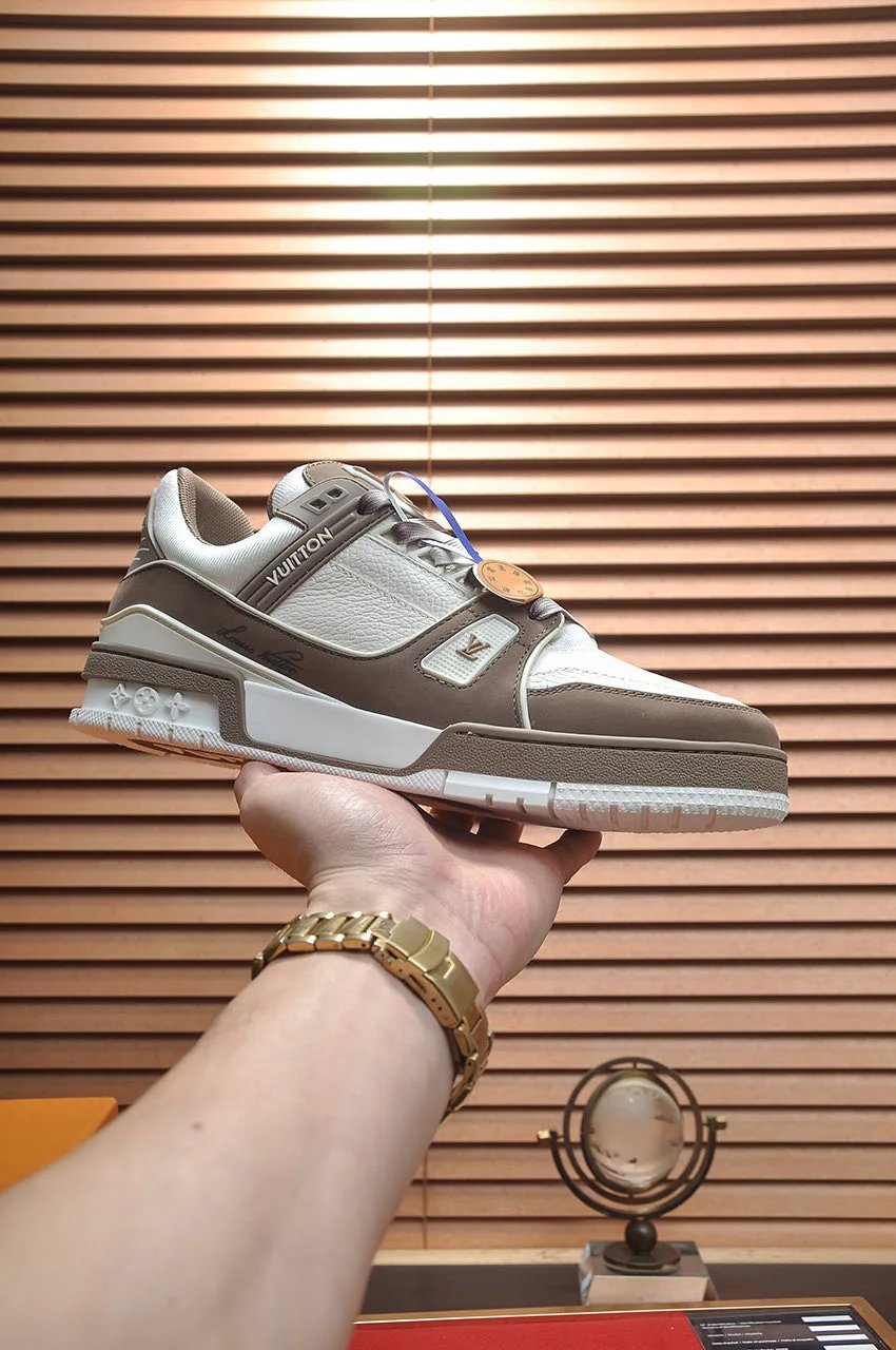 Louis Vuitton Brown Gray Low-top Sneaker with Brown Gray Low-top in Hand for Daily Rotation