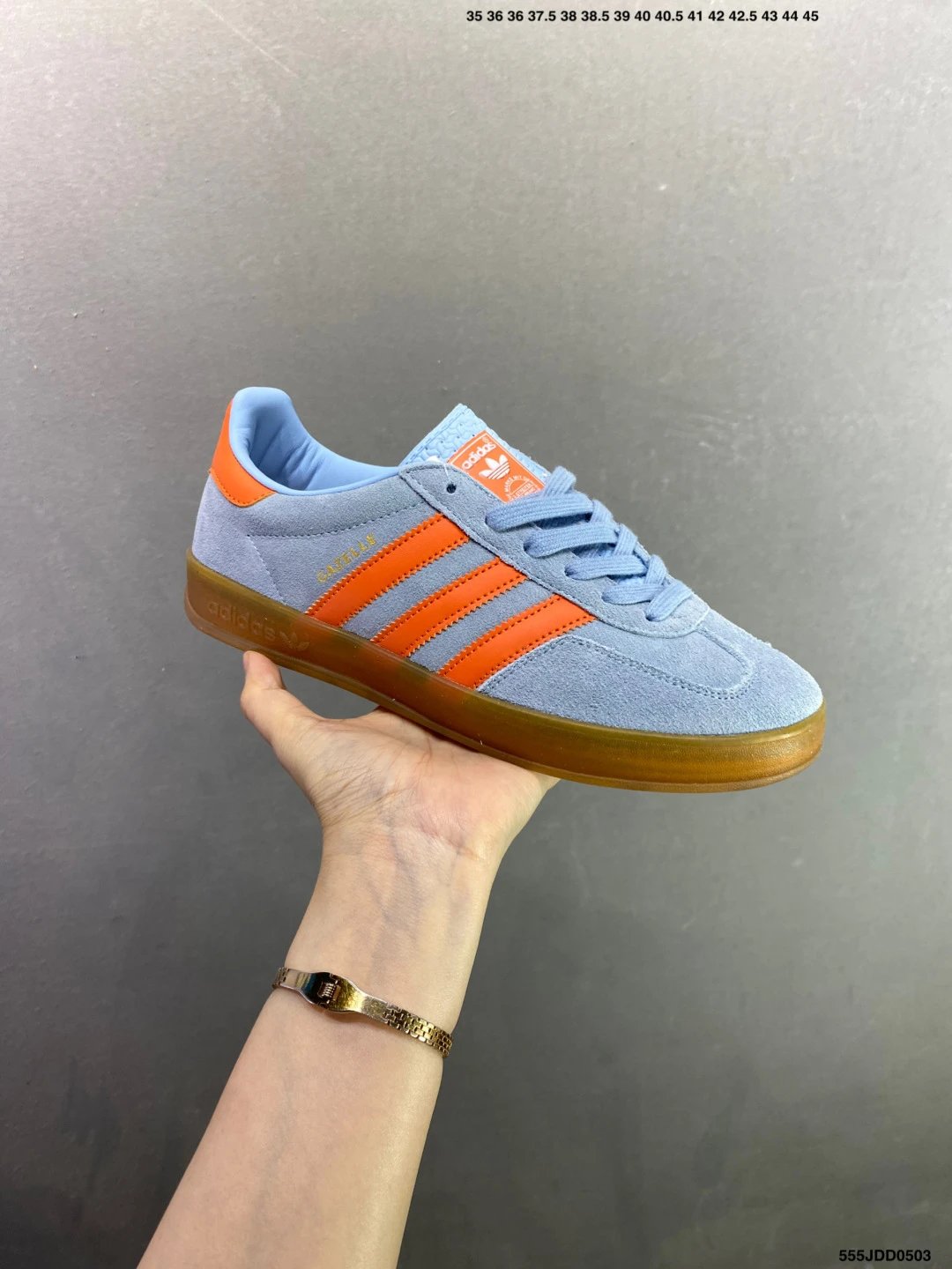 Adidas Light Blue and Orange Low-Profile Sneakers and Tonal Branding