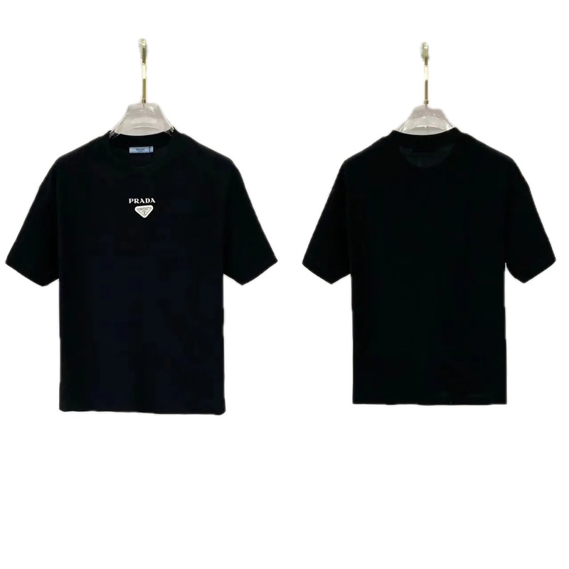 Prada Triangle Logo Minimalist Style Black Short-sleeve T-shirt