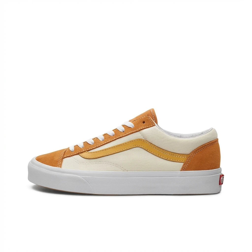 Vans classic retro orange and white shoes