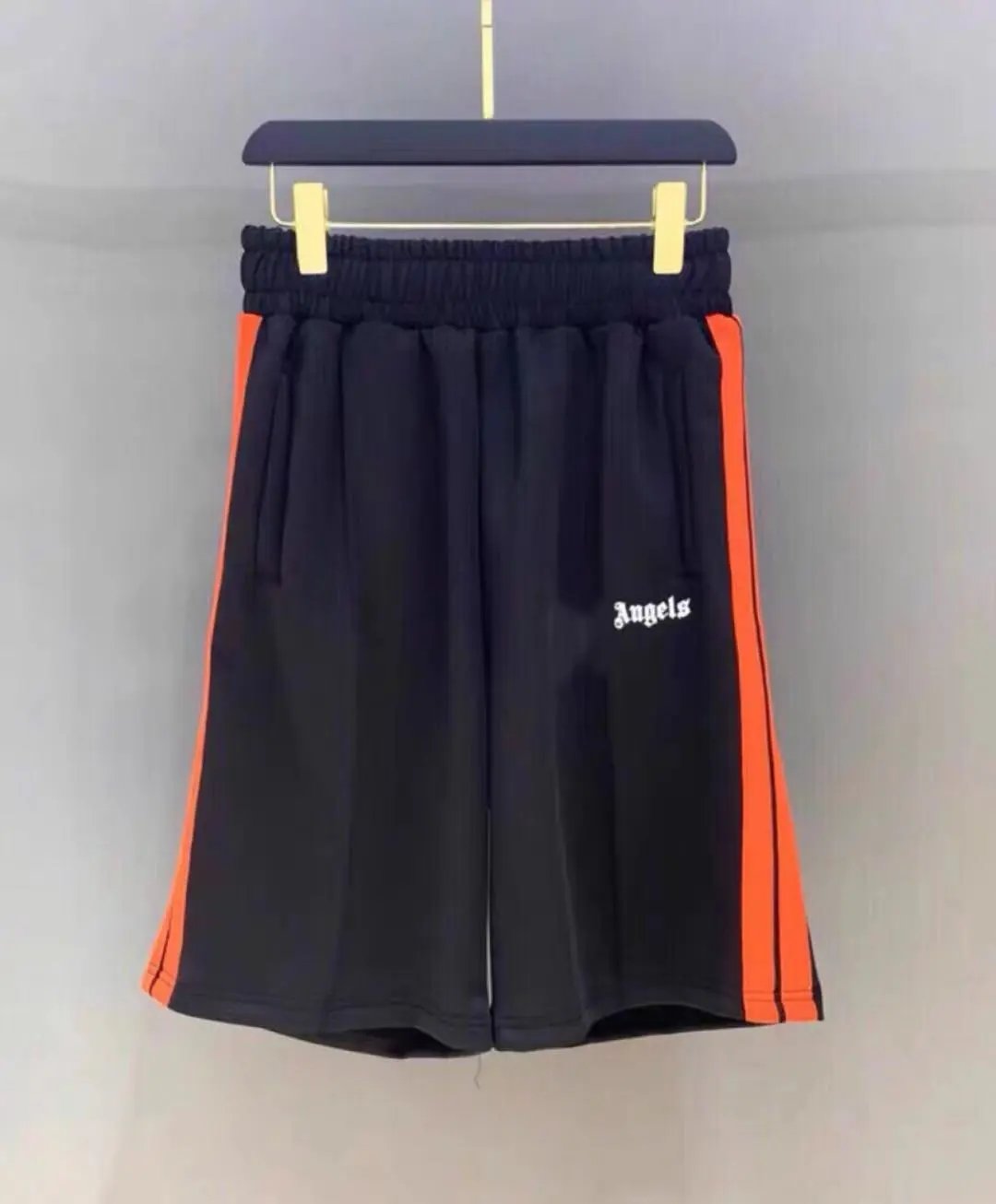 Palm Angels Urban Track shorts Black Side Stripe with Statement Pattern