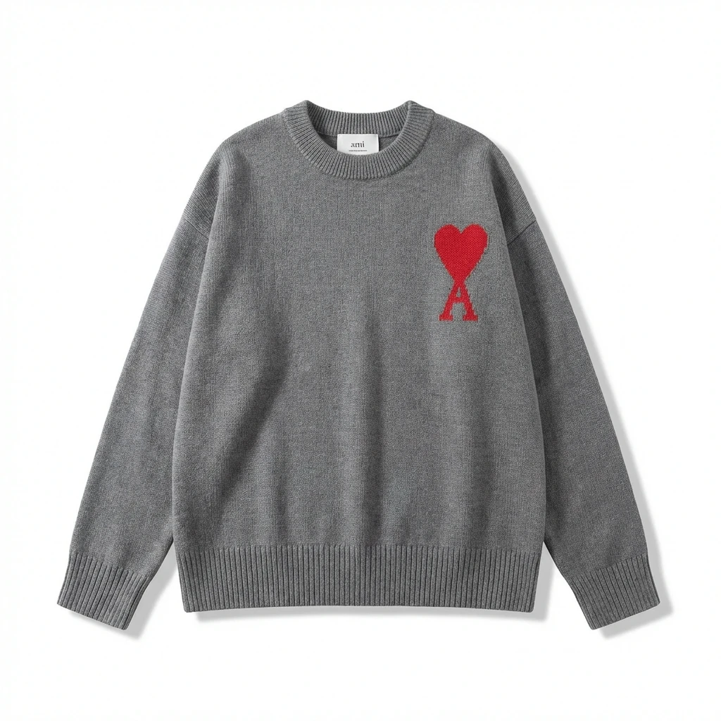 AMIRI Gray Knitwear with Love Heart
