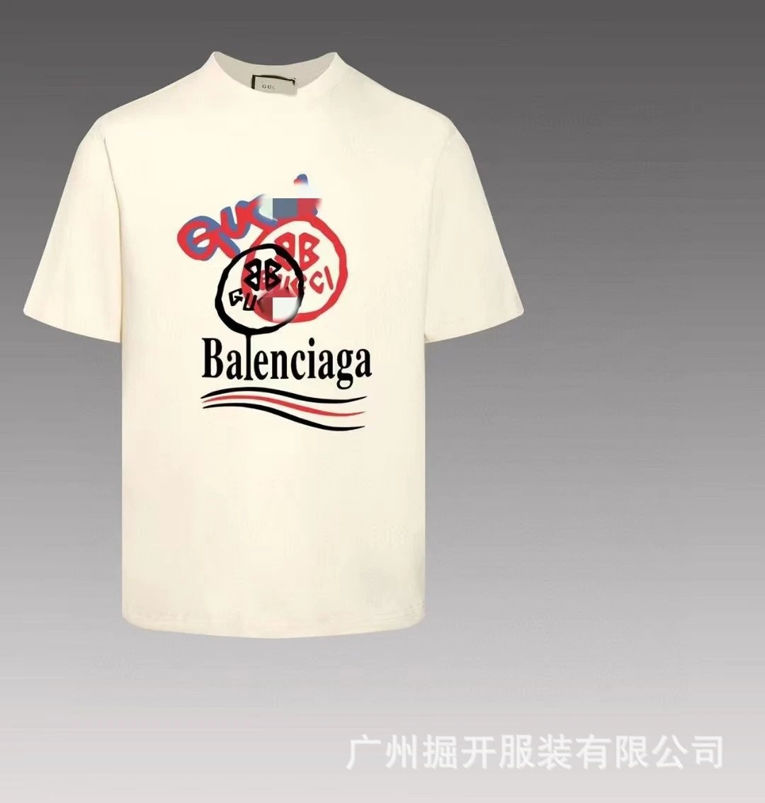 Balenciaga Co-branded Graffiti-style Off-white T-shirt