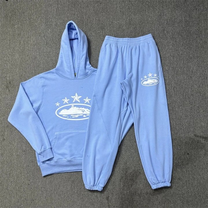 Stussy Matching Set Star-Detail Set Premium-Style Finish Sky Blue Tracksuit Set Gift Ready Logo