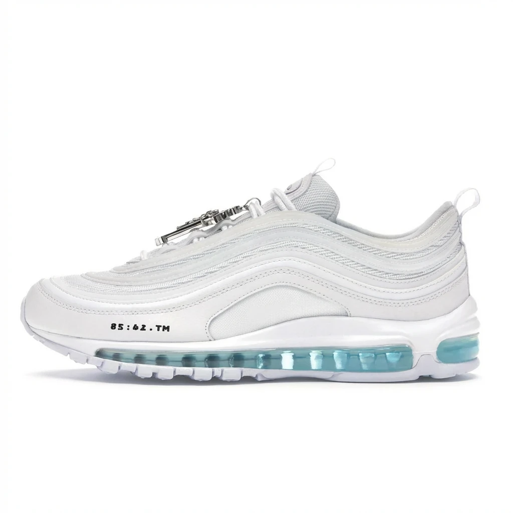 Nike Air Max 97 white trendy sneakers.