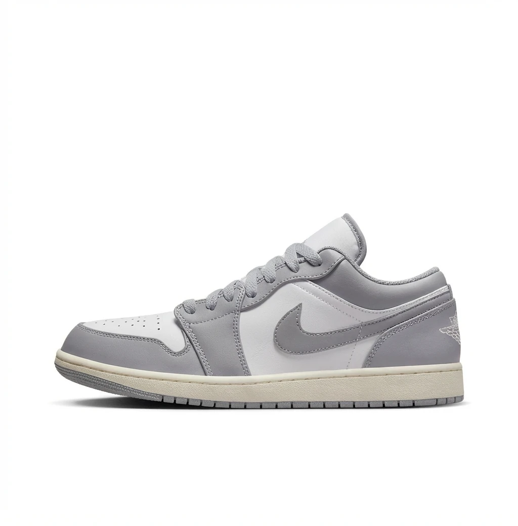 Jordan AJ1 casual style gray and white shoes