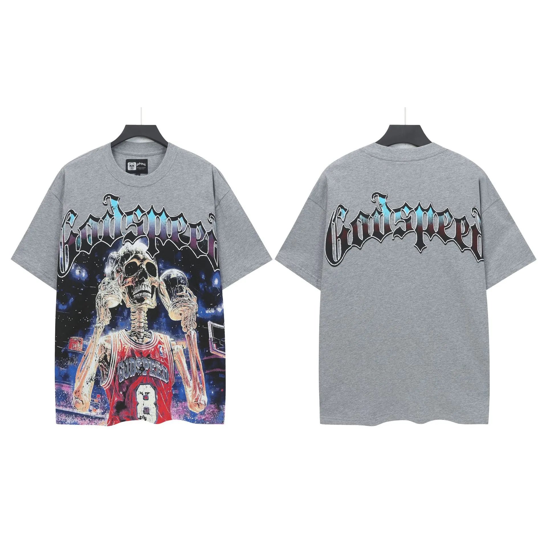 Godspeed Skull Street Basketball Style Grey T-Shirt