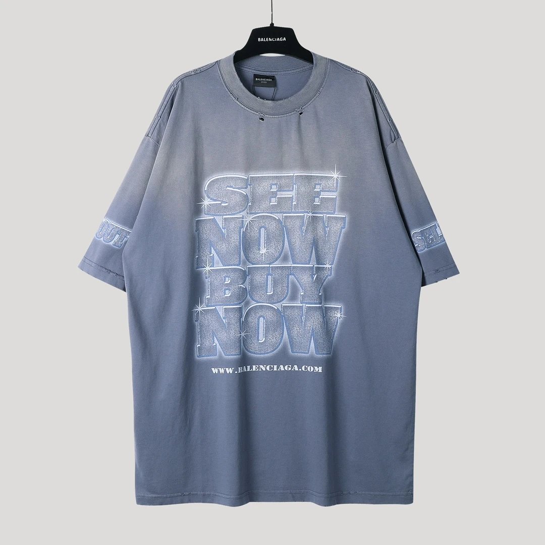 Balenciaga letter grey short-sleeve