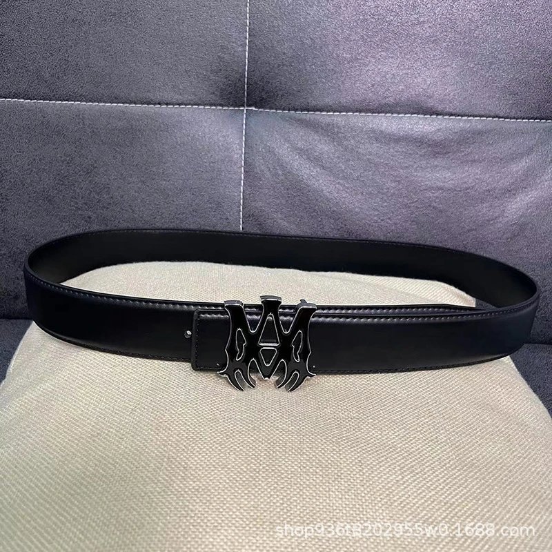 Amiri Streetwear Logo belt Black Belt Metallic with Logo Accent