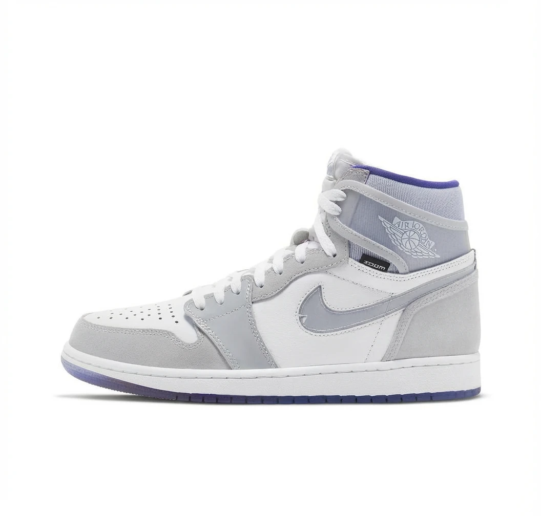 Jordan AJ1 High-Top Grey and White Trendy Sneakers