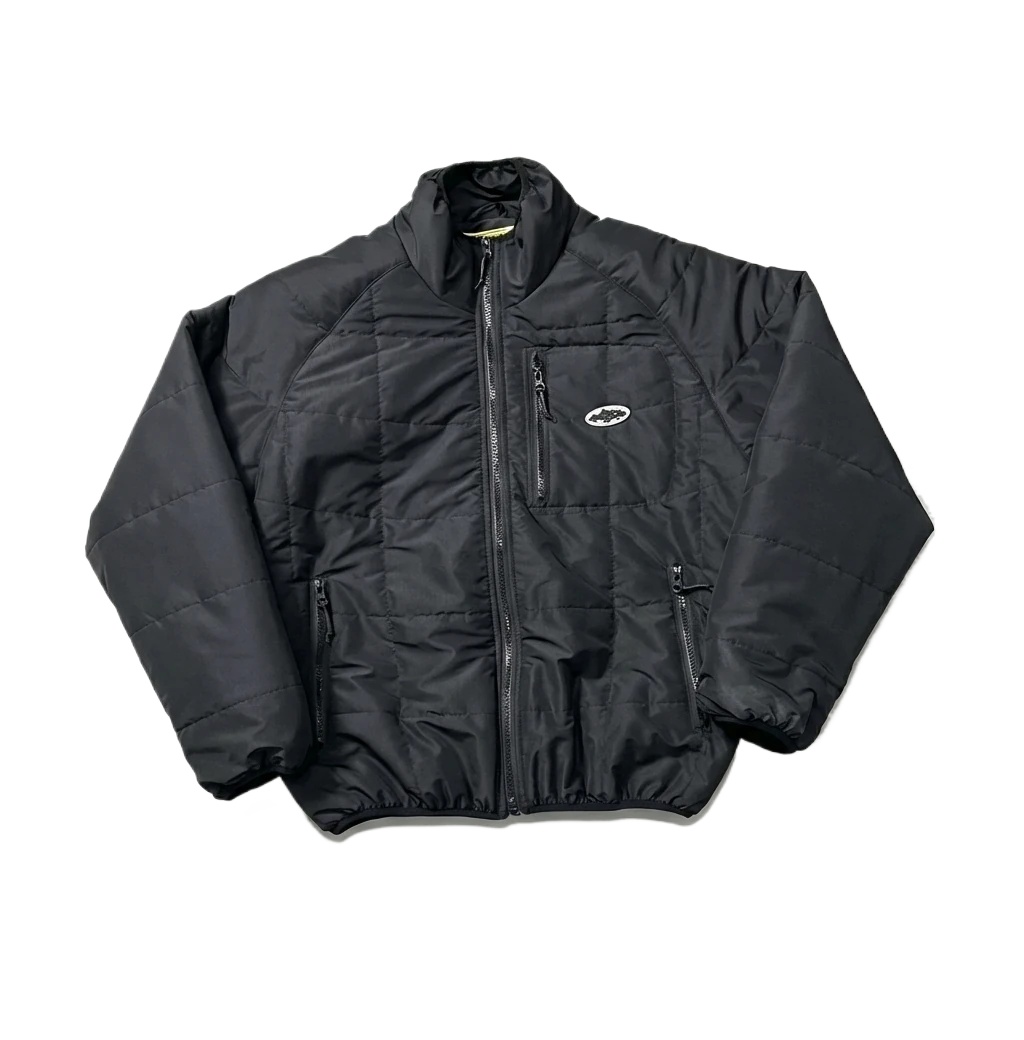 Corteiz black minimalist style cotton-padded jacket