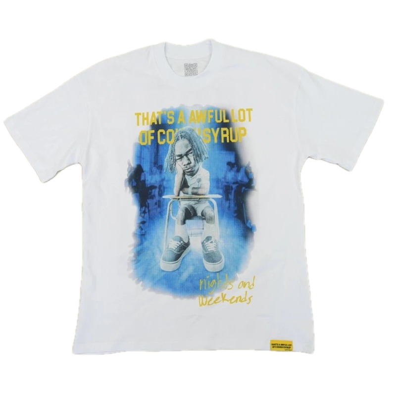 AwfulLot Portrait Print Hip-hop Style White T-shirt