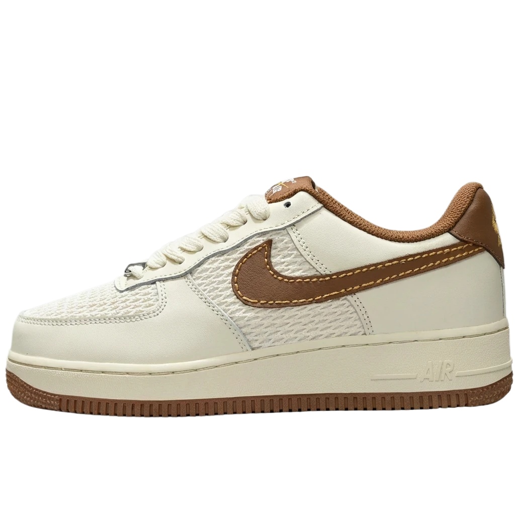 Nike Air Force 1 Retro Style White and Brown Shoes