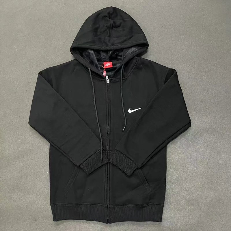 Nike Zip-Front Design Black Zip Hoodie Streetwear Look Swoosh