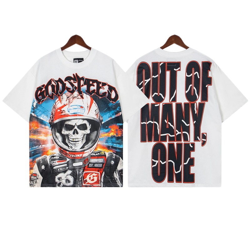 Godspeed Skull Racing Street Style White T-shirt