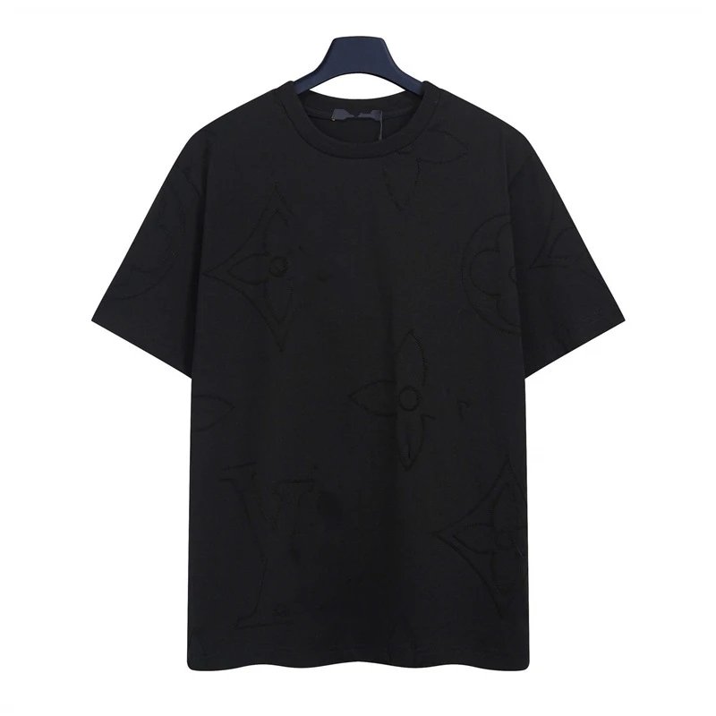 Louis Vuitton Embroidered Monogram Trendy Black T-Shirt
