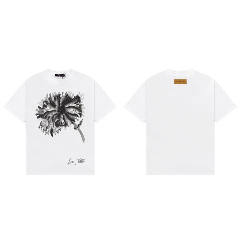 Louis Vuitton Floral Print Trendy Style White T-shirt