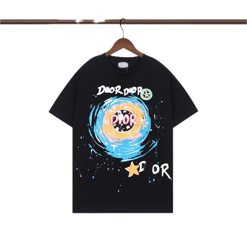 Dior Starry Sky Graffiti Style Black Short-sleeve T-Shirt