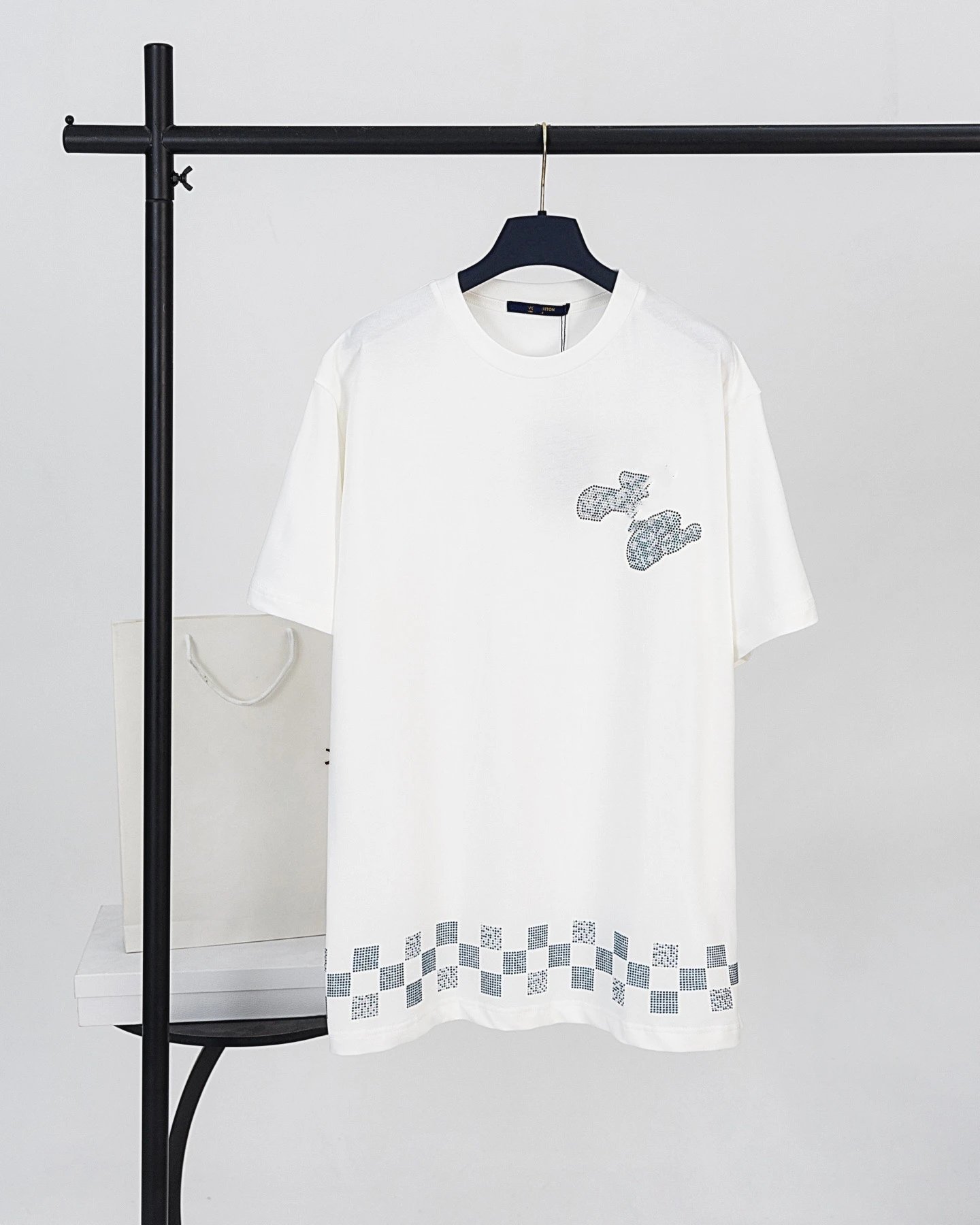 Louis Vuitton Checkerboard Casual Style White T-Shirt