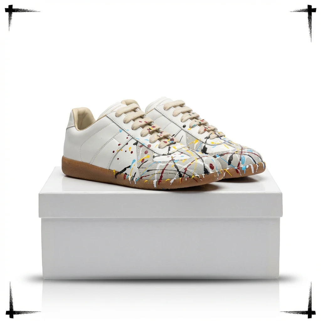 Maison Margiela German training graffiti-style white shoes
