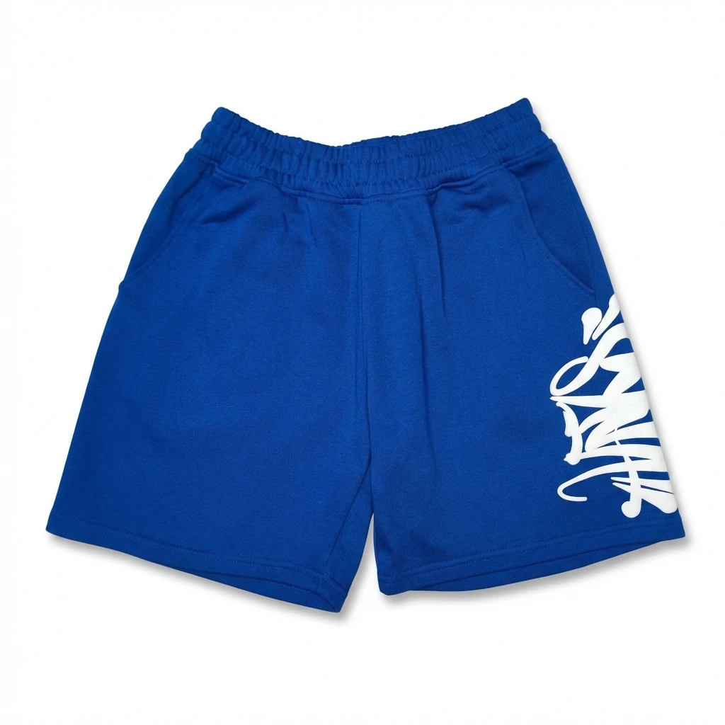 SynaWorld Graffiti-style Blue Shorts