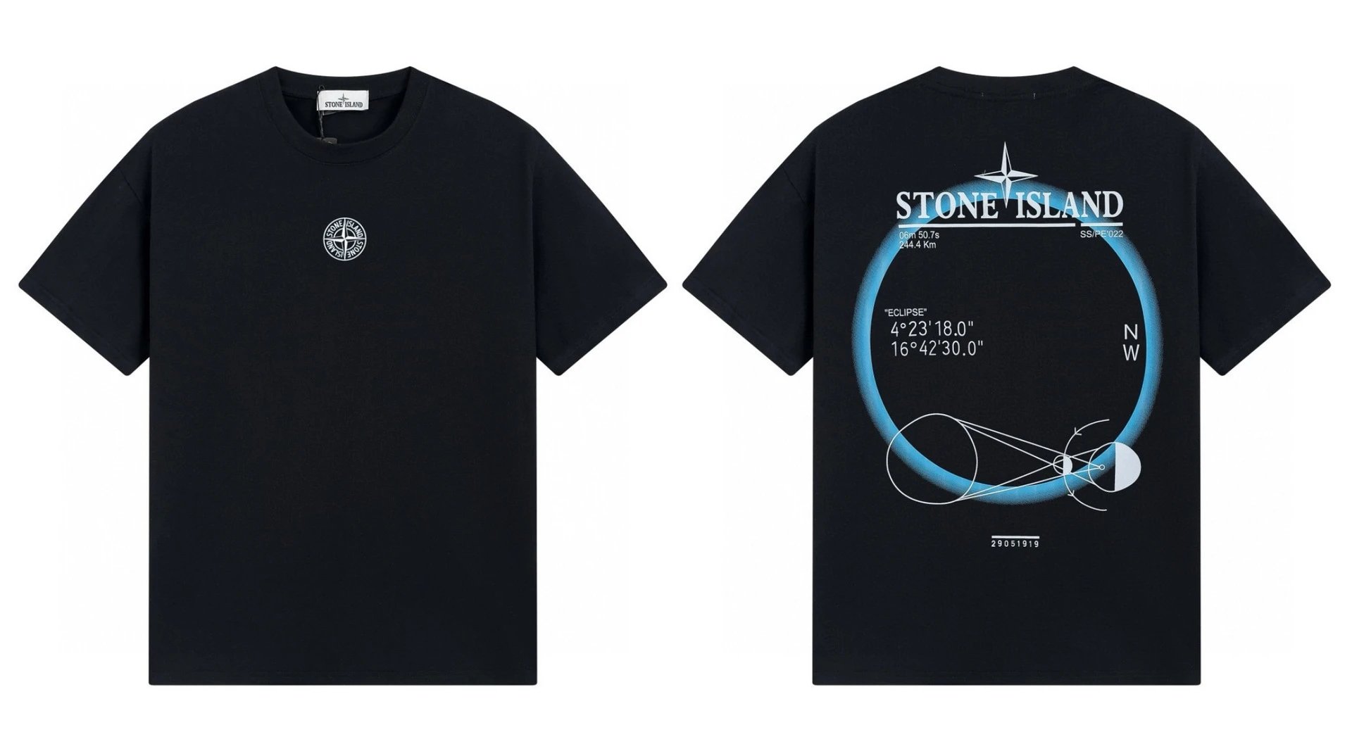 Stone Island Eclipse Collection Techwear Style Black Short-sleeve T-shirt