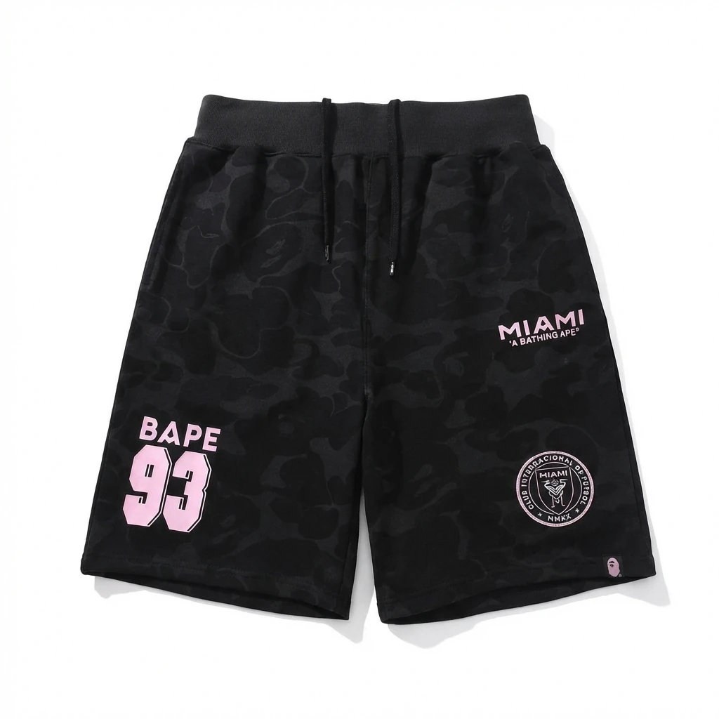 Bape camouflage trendy black shorts