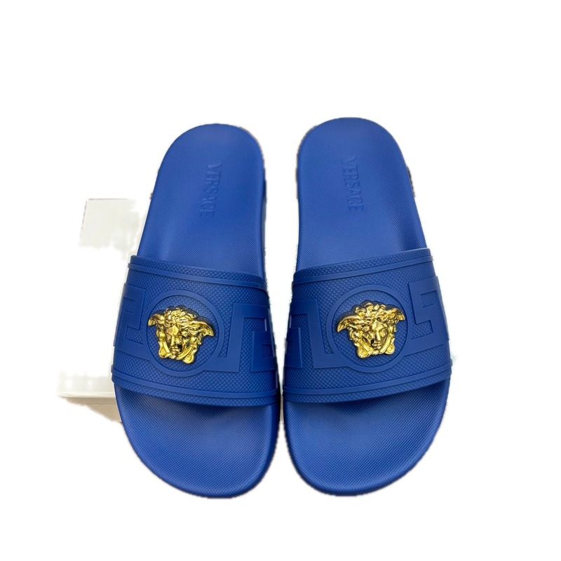 Versace Medusa Luxury Style Royal Blue Slide Sandals