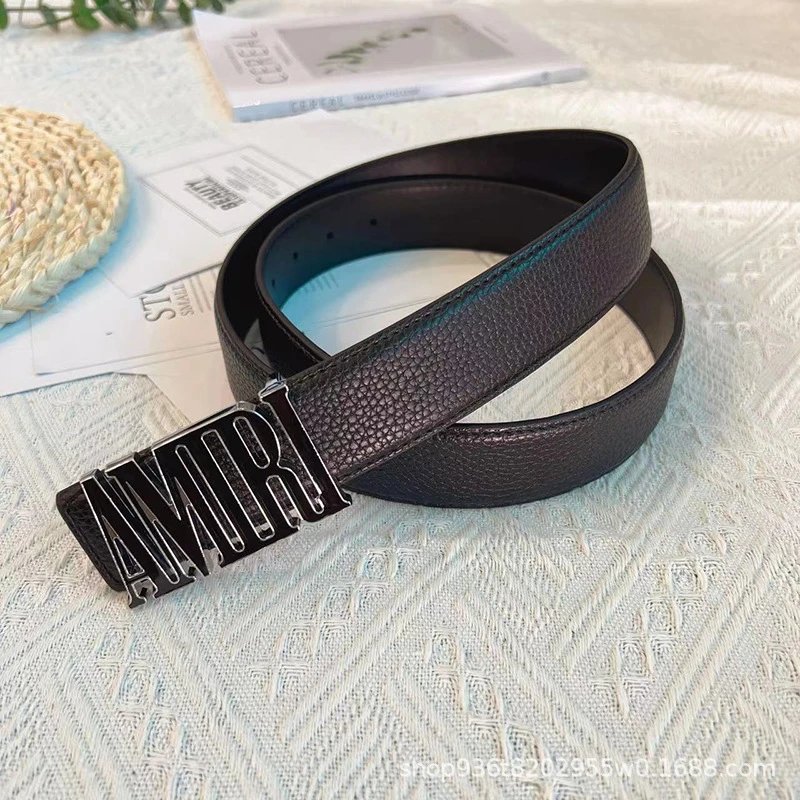 Amiri Monogram Logo belt Black Belt Metallic for Layered Styling