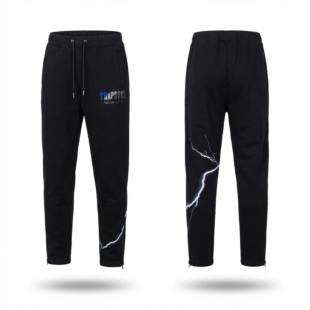 Trapstar Lightning Trendy Cool Black Sweatpants