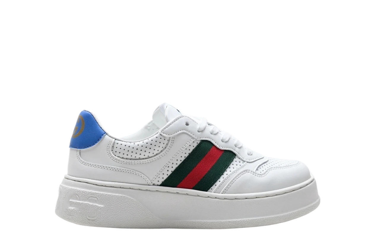 Gucci retro-style white and blue sports shoes