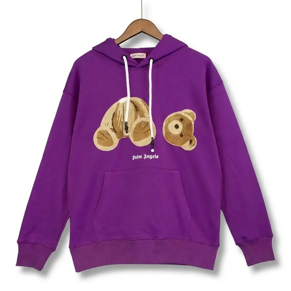 Palm Angels Bear Trend Brand Purple Sweatshirt