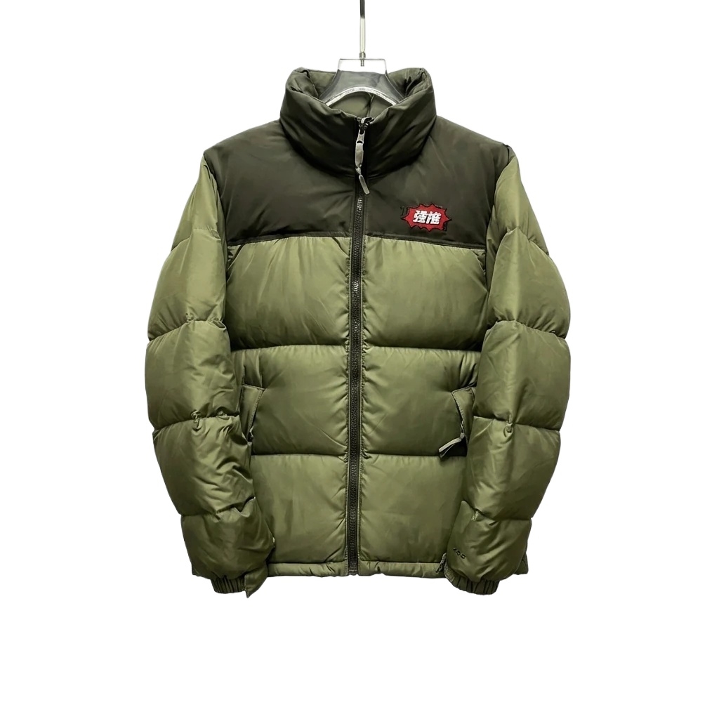 The North Face double - color green down jacket