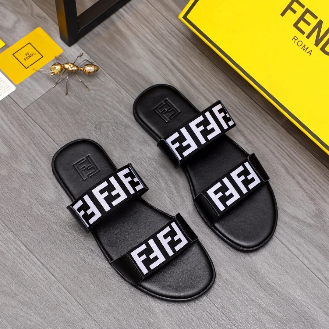 Fendi FF Collection Trendy & Cool Black and White Slides