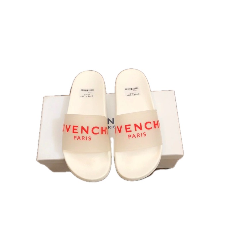 Trendy Brand Givenchy Letter Print White Slides