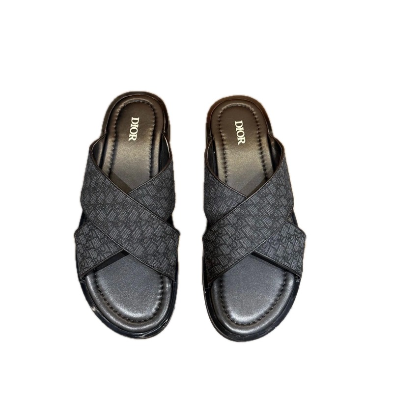 Dior Oblique Casual Style Black Slides